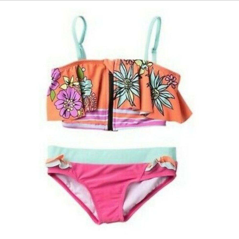 Limeapple Faitn Zip Up Tankini Big Girls Size 16